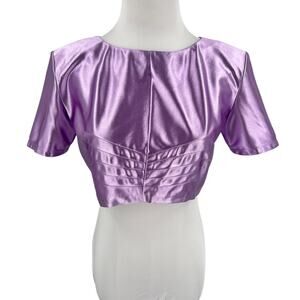 Retrofete Womens Lilac Purple Metallic Cropped Dove Top Shoulder Pads Size Large